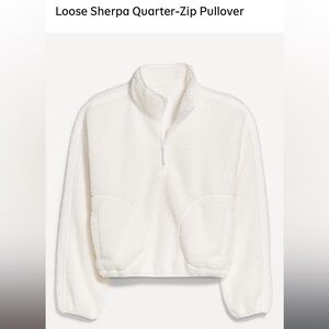 Old Navy Off-White Sherpa Half-Zip Jacket